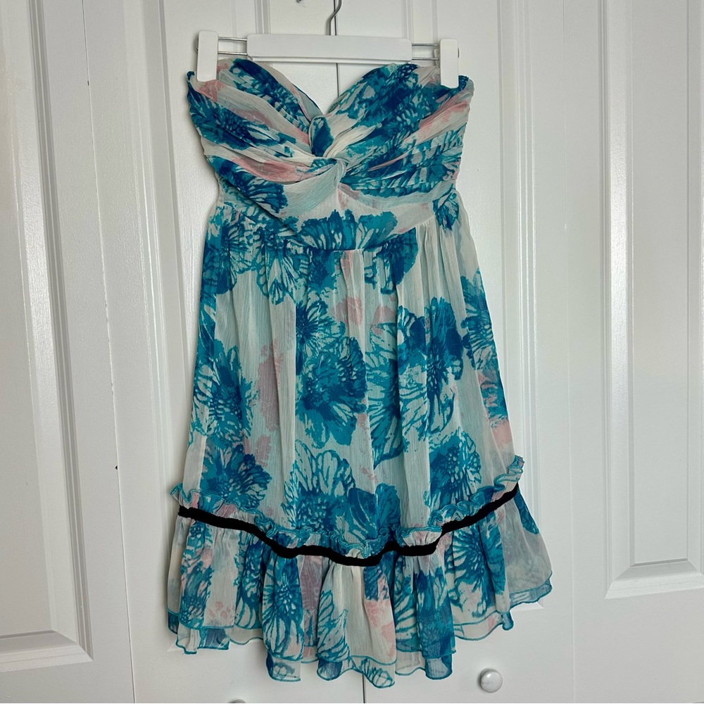 C. Luce/Anthropologie Strapless Floral Dress Size S